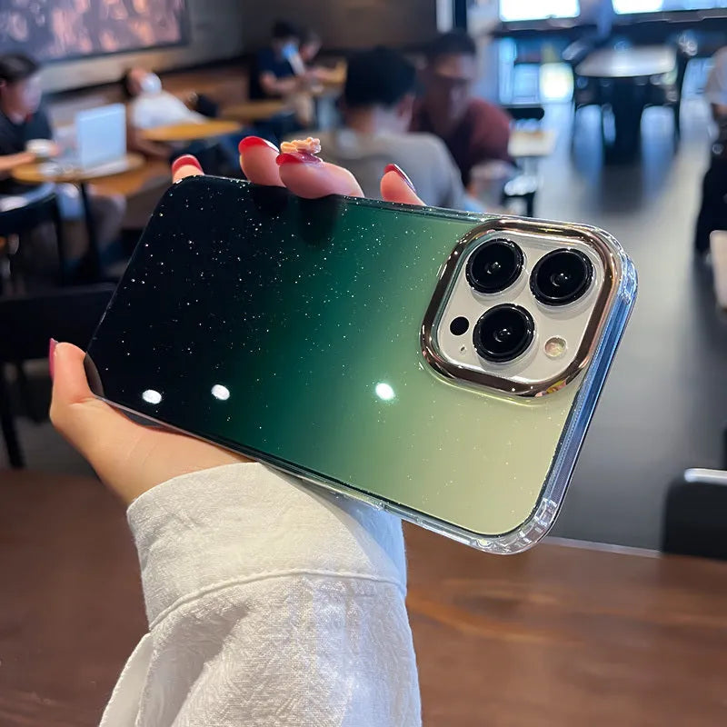 Soft protective iPhone case in black, green, orange, or purple colours showing creative niche design