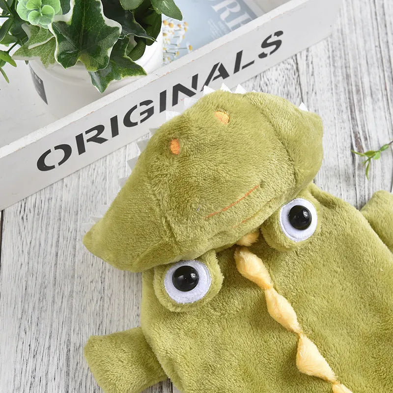 Green dinosaur coral fleece dog coat for autumn winter Halloween Christmas, sizes XS to 4L