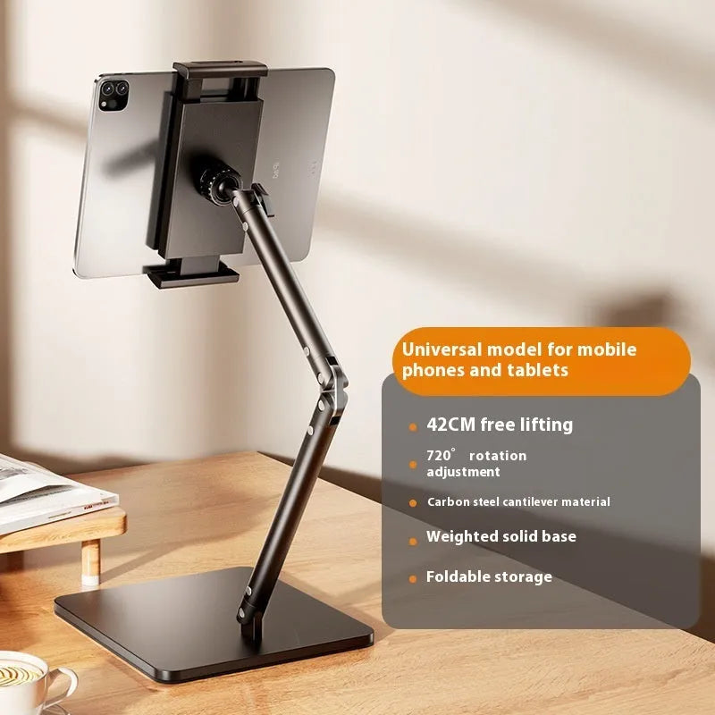 Alloy desktop phone bracket with square double arms and universal adjustment for mobile devices