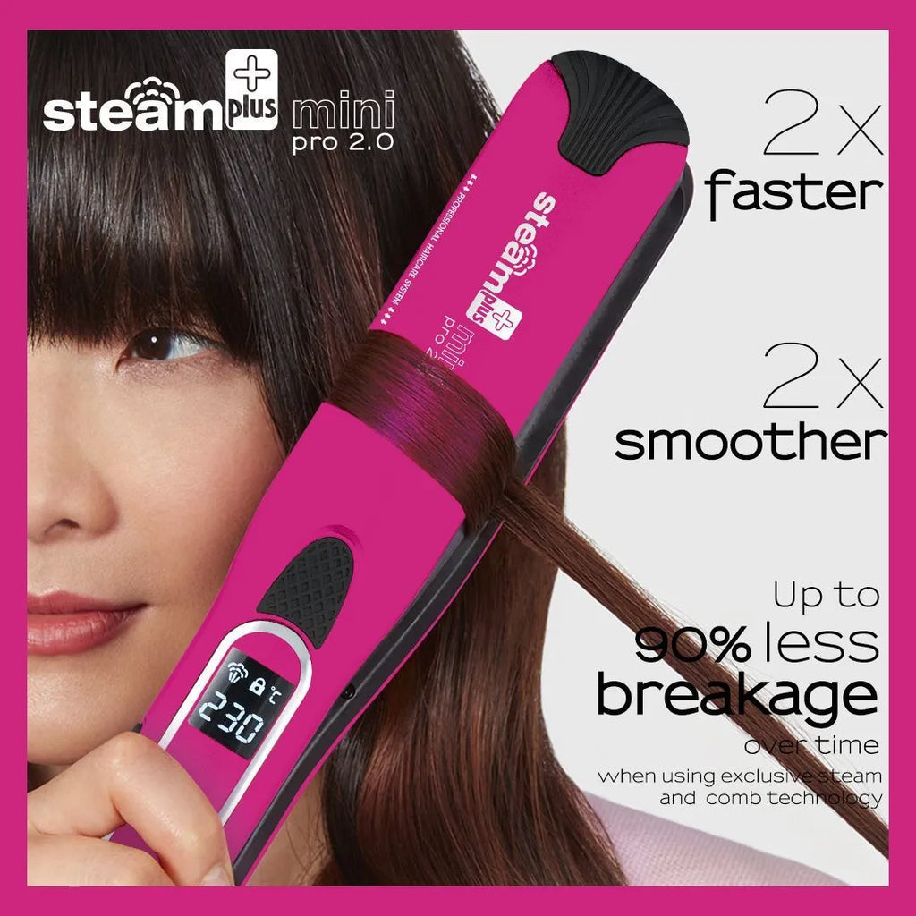 Mini steam splint spray hair straightener and curler in champagne, purple, or rose red colour