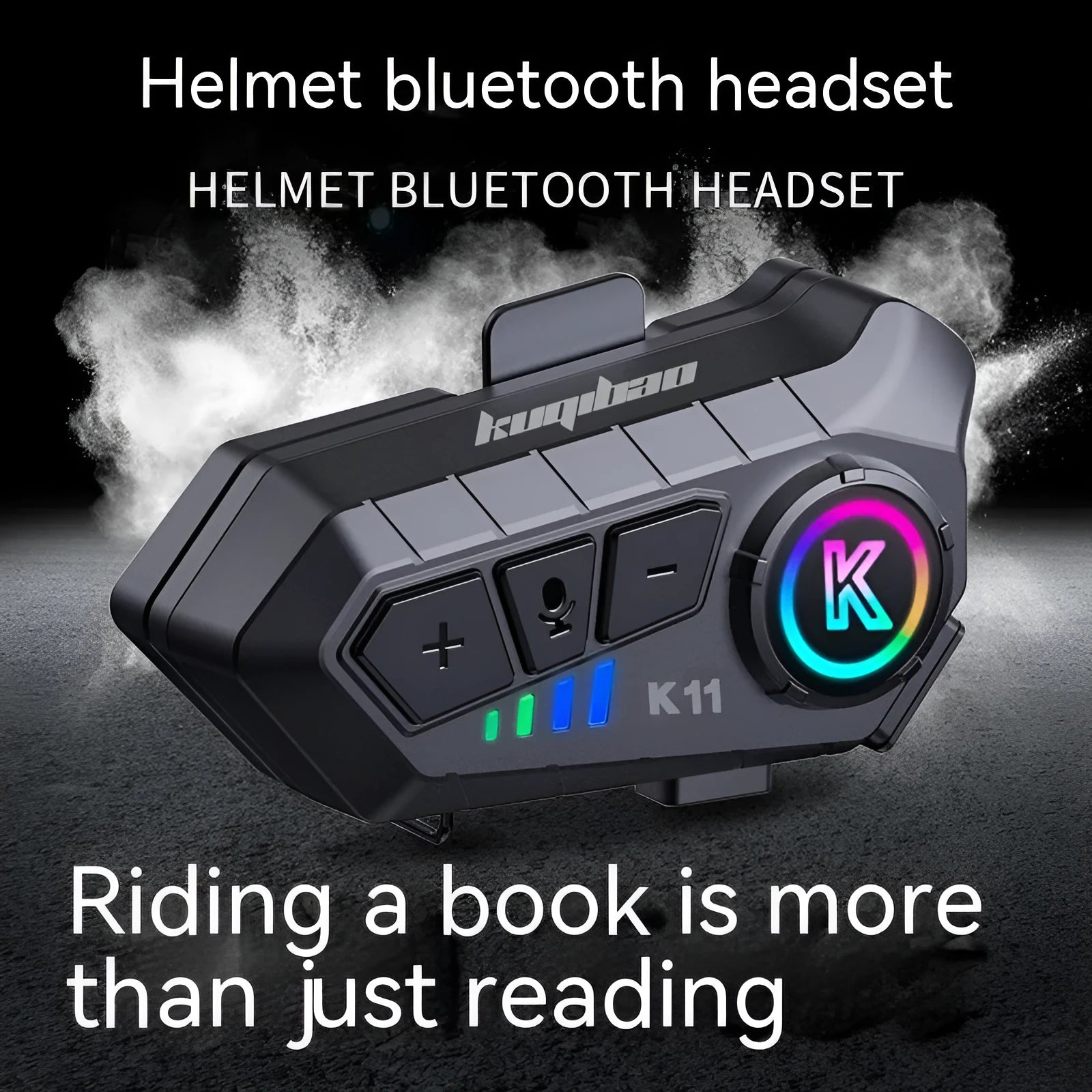 Black motorcycle helmet Bluetooth headset with microphone showing 85mm by 35mm dimensions