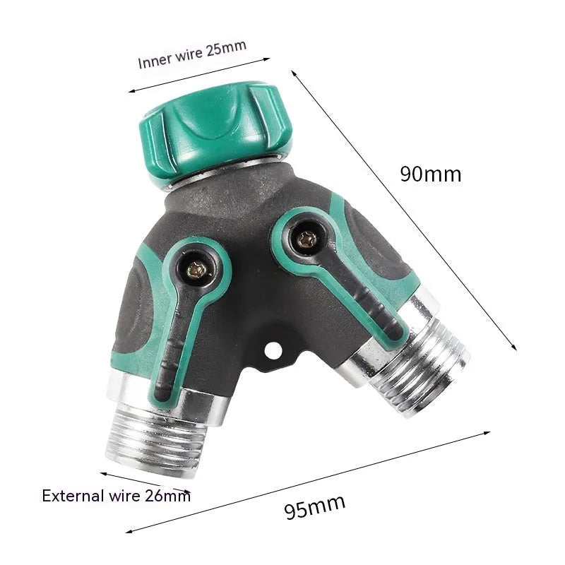 Garden zinc alloy ball valve diverter with 6 hose connection points for irrigation control