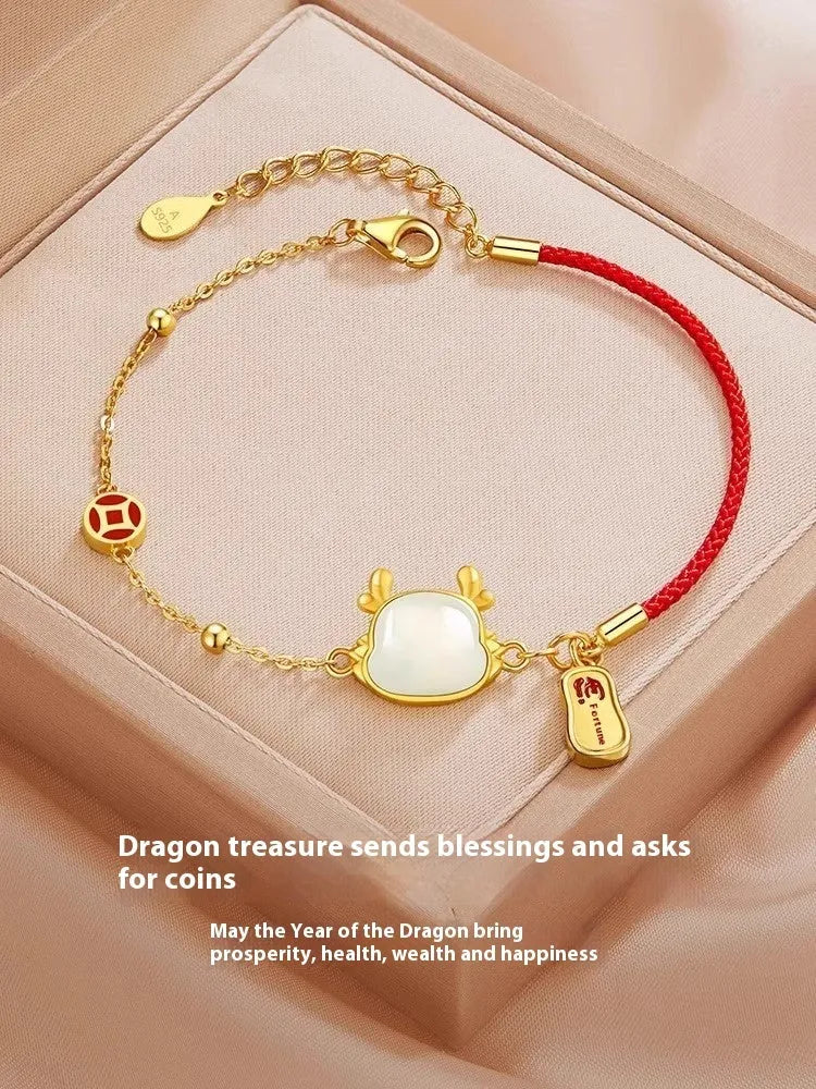SL173Nafon women's silver dragon zodiac bracelet with electroplated finish and New Chinese style design