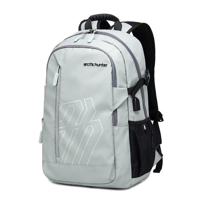 Casual plaid laptop backpack with curved shoulder straps showing blue colour option