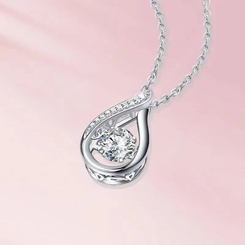 925 silver drop pendant necklace with O-ring chain in white gold colour option