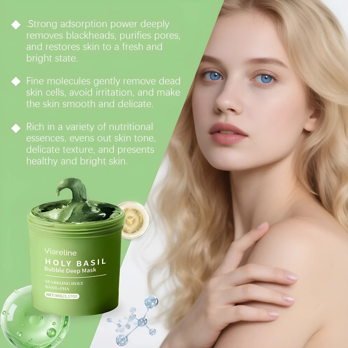 Holy Basil Bubble Deep Mask set with 216 acne patches and beauty instrument, colour option Set