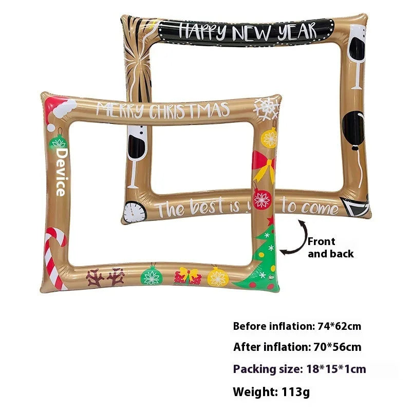 Christmas inflatable PVC photo frame for festive photography and interactive youth play