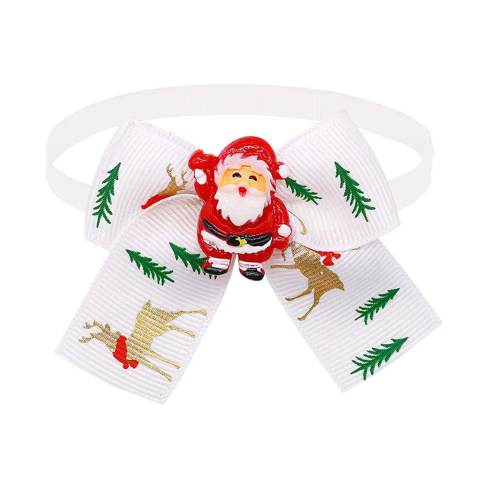 Red and green Christmas bow tie pet accessory for dog or cat collar with British style design