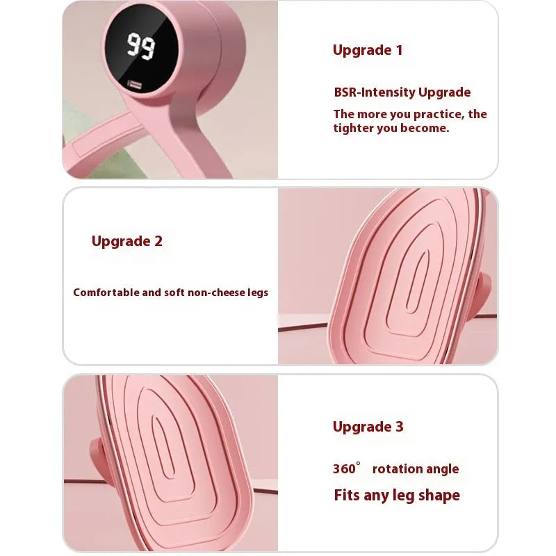 Pink and purple postpartum pelvic floor muscle trainer with PP coated construction and 3-gear adjustable resistance