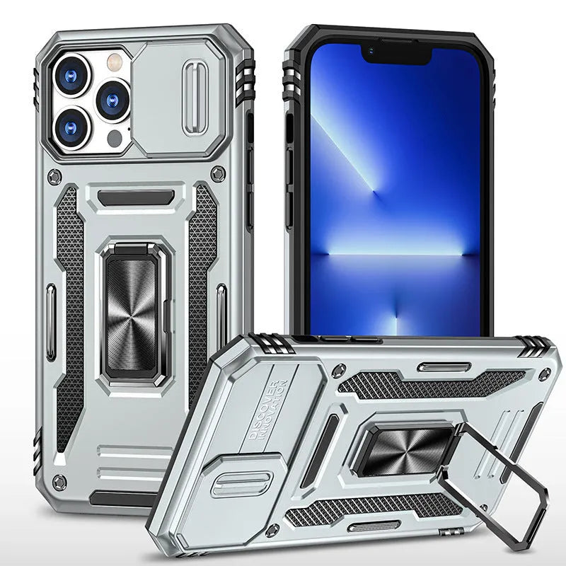 Bracket magnetic suction phone case for iPhone 14 Pro Max, TPU+PC, navy colour