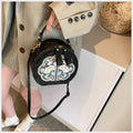 Chinese embroidery messenger bag in PU leather with square shape and adjustable shoulder strap