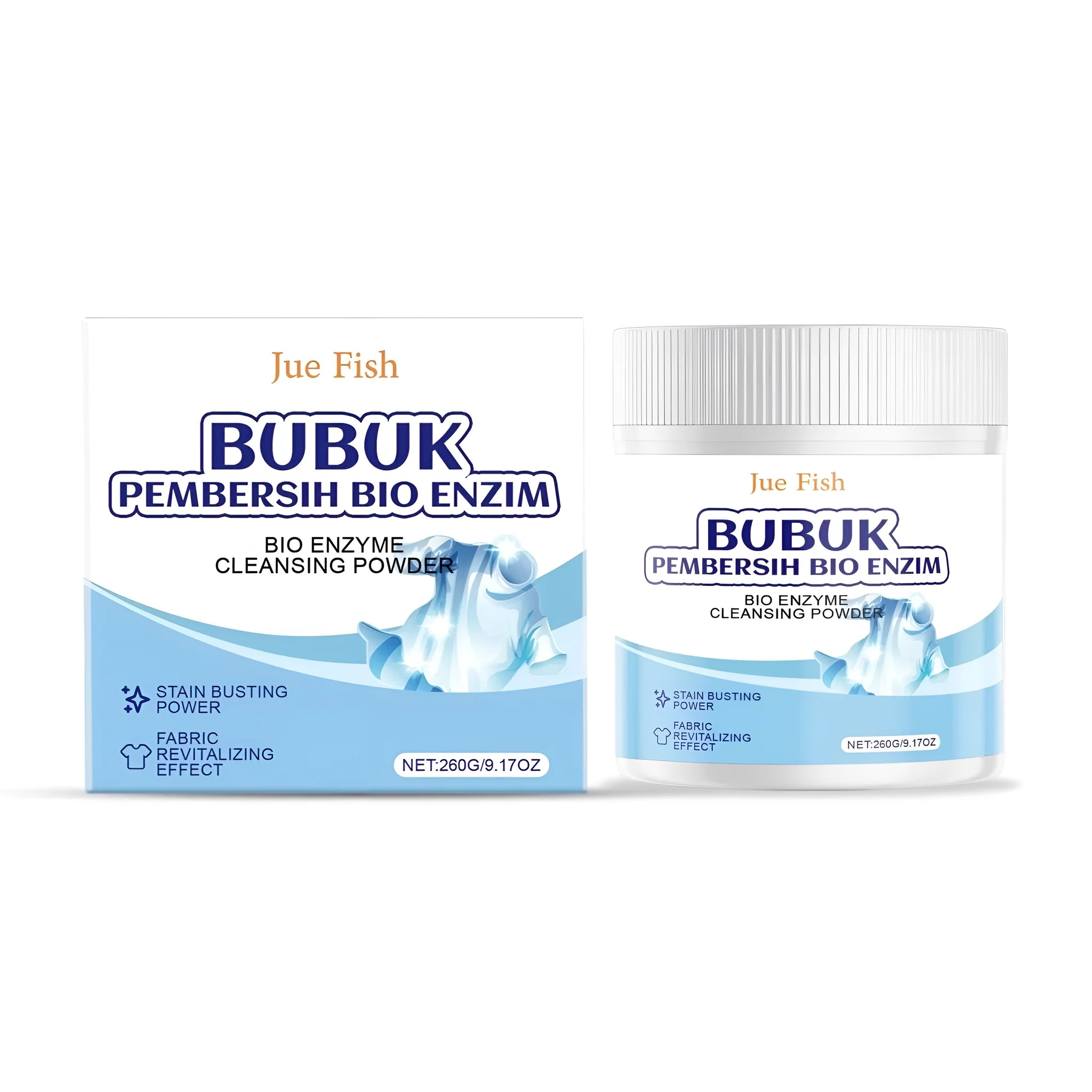 260g tub of bio enzyme cleaning powder with protease enzymes for stain removal