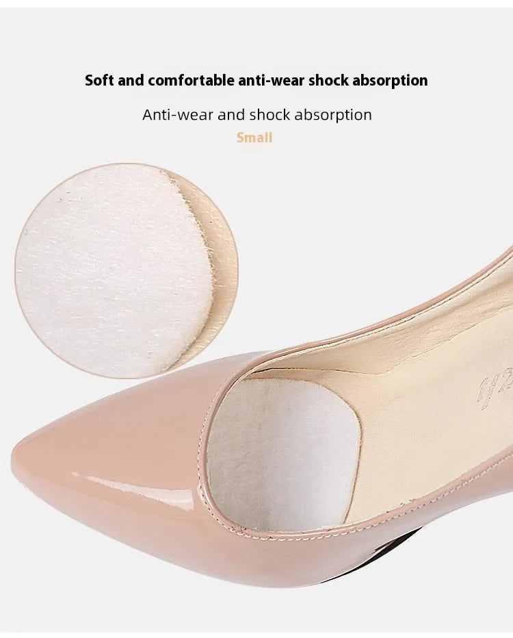 White thin felt self-adhesive patch for protecting the tongue of a shoe from wear.