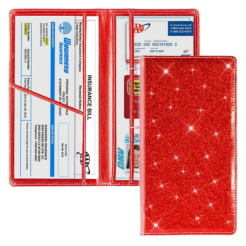 PU leather car document holder for insurance policies and registration certificates in multiple colour options