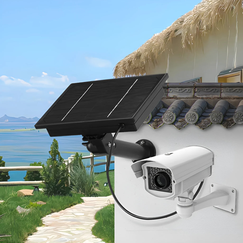 5W solar panel security camera UPS with built-in 18650 battery and temperature range -20°C to 60°C