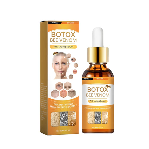 30ml bottle of anti-aging liquid essence with hyaluronic acid and bee venom formula