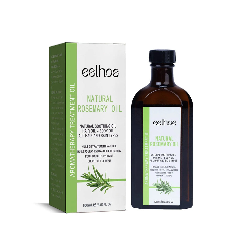 Rosemary hair care essential oil in a 100ml bottle, measures 3.5 x 5.8 cm, for anti-frizz and hair softness