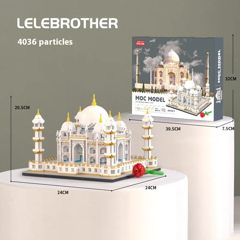 Castle building blocks set Taiji Mausoleum 20cm height 4036 pieces light colour version
