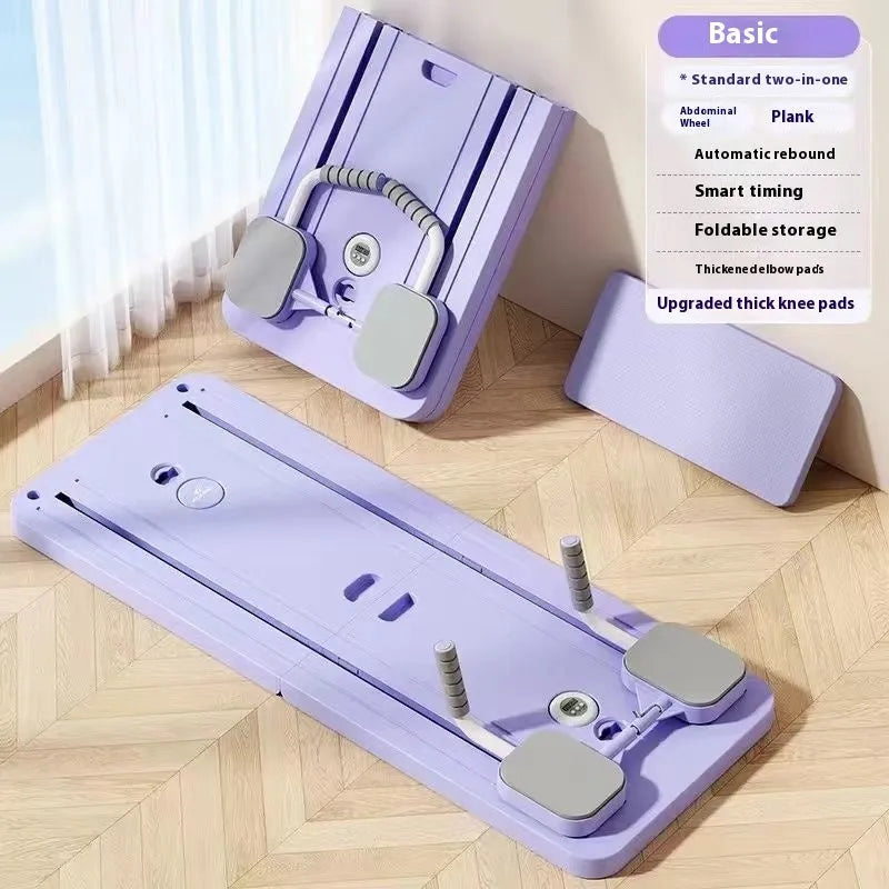 Purple multi-functional household fitness board with automatic rebound abdominal wheel for home workouts