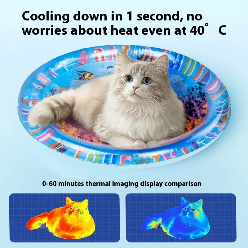 PVC inflatable pet water cooling mattress with Dolphin design in 65cm size