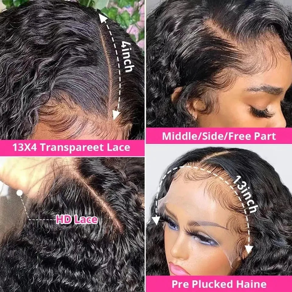 Long curly lace wig headgear in black with side bangs, high temperature fibre, 12 inch length