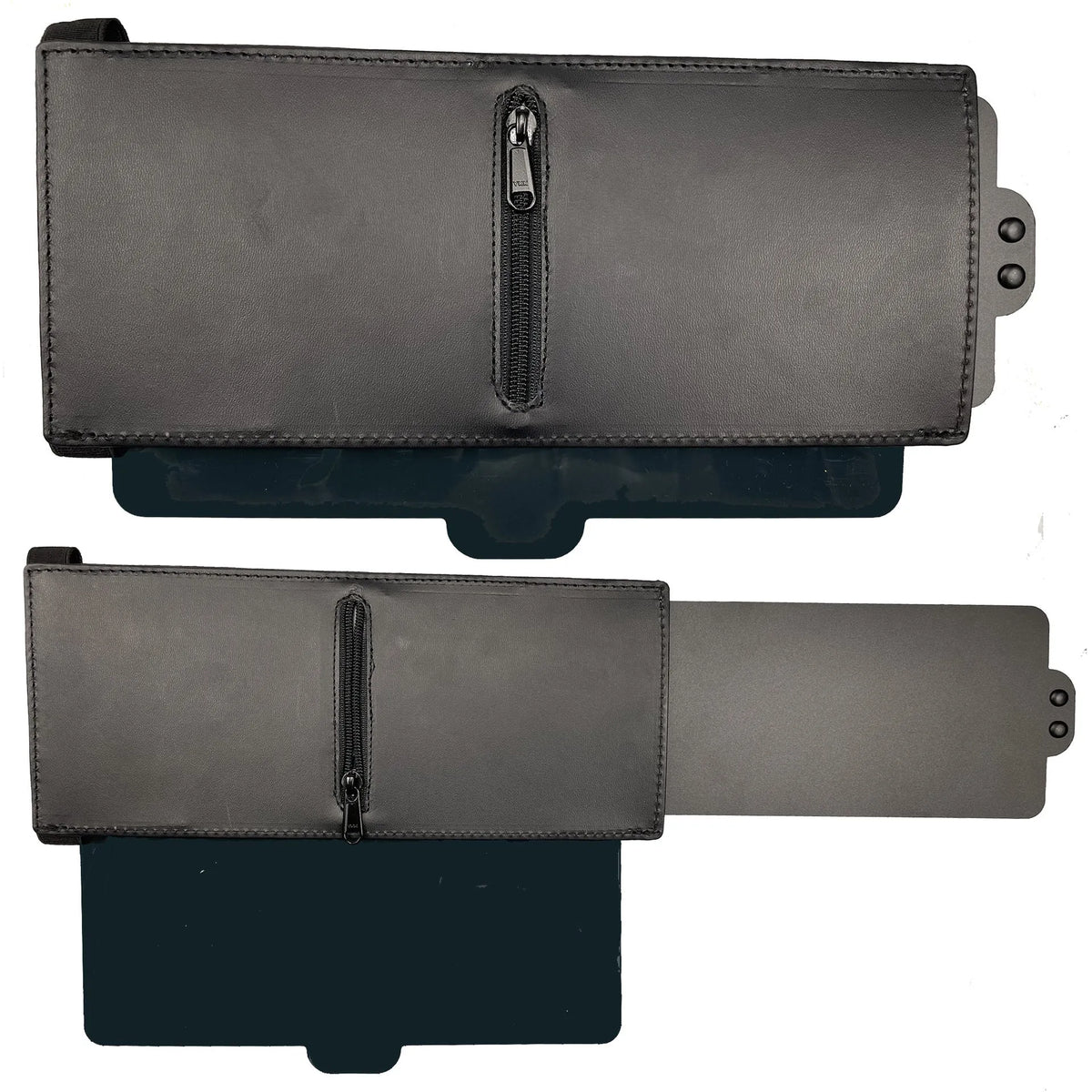 Retractable PU leather car sunshade in black 31x15cm on a vehicle window