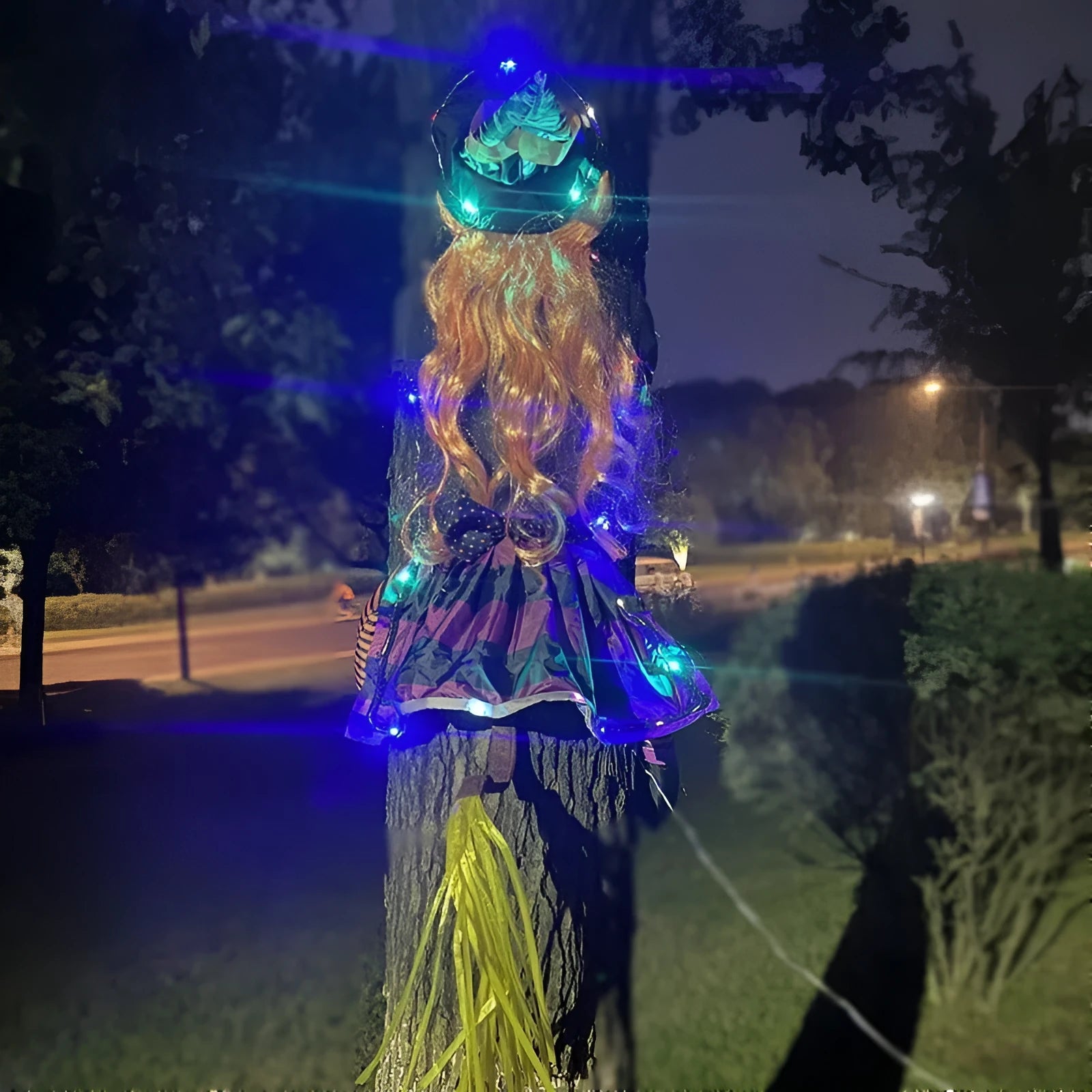 Witch outdoor courtyard pendant made of cloth with string lights, American style decoration