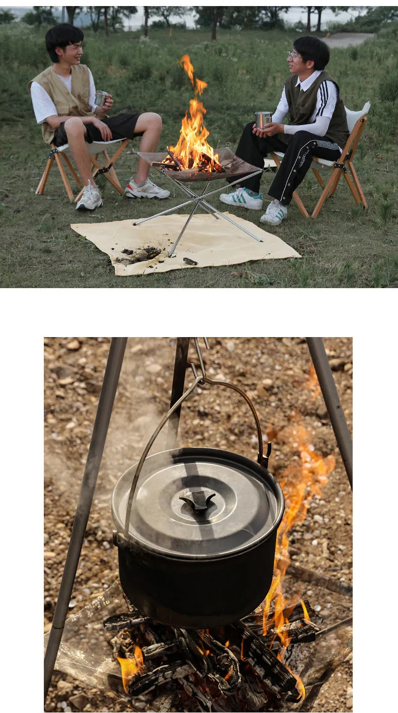 Silver stainless steel barbecue grill with cooking net, shown in large and medium size options.
