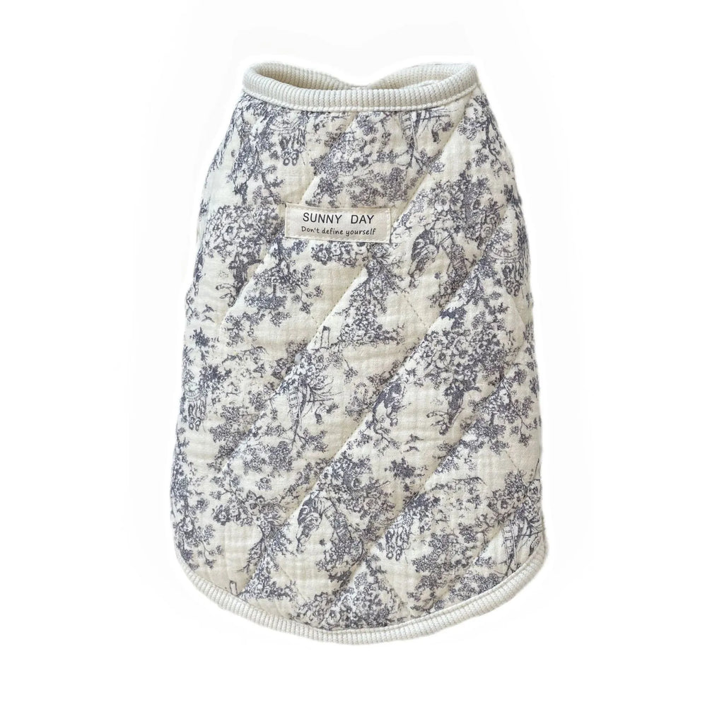 Cotton padded winter jacket for dogs or cats in Chinese ink style lavender colour