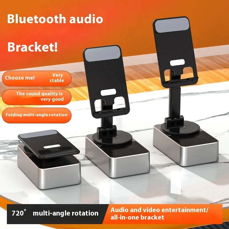 Three-in-one foldable mobile phone bracket with Bluetooth audio and power bank in Night Black or Sky Gray, 500mAh or 1500mAh