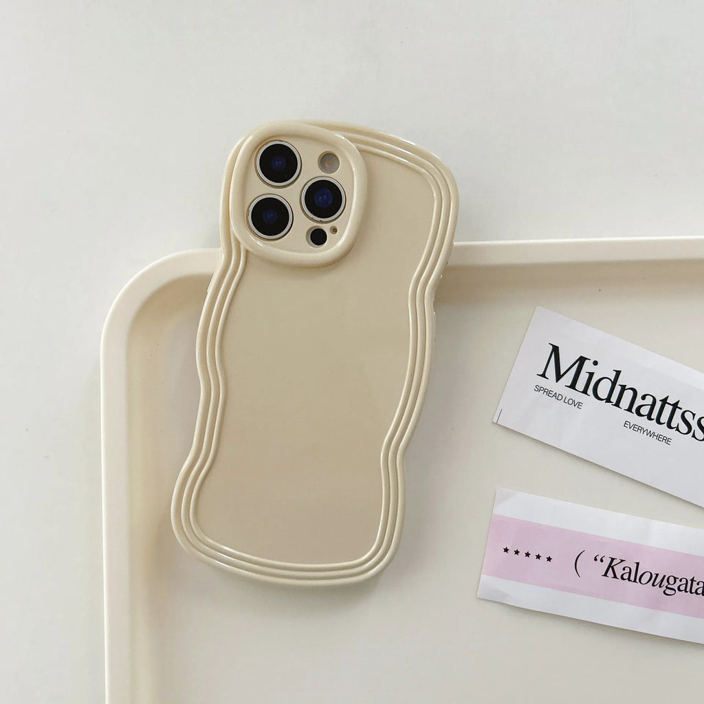 Pastel coloured candy wave pattern TPU phone case for iPhone on a white background.