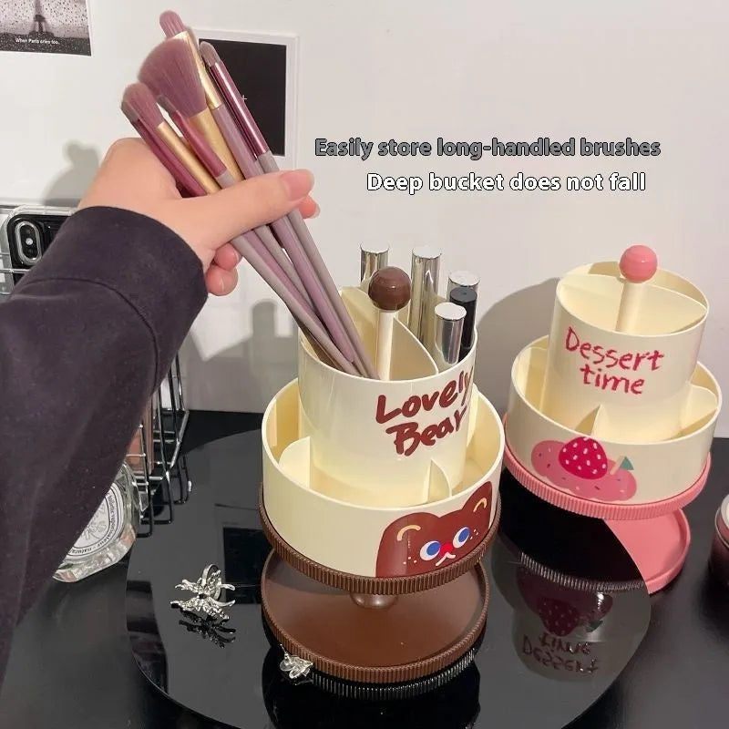 Rotating cosmetic brush barrel in ABS plastic with 18 litre capacity shown in beige colour