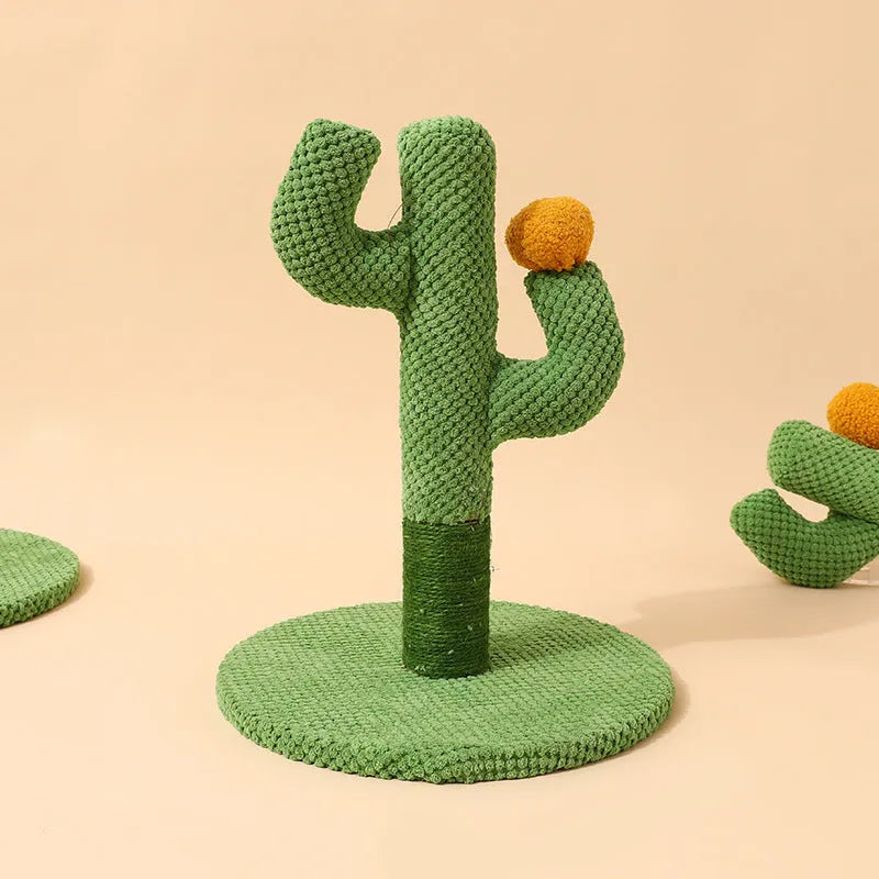 Cactus design cat scratching pole climber and large coconut tree scratch board toy for pets.