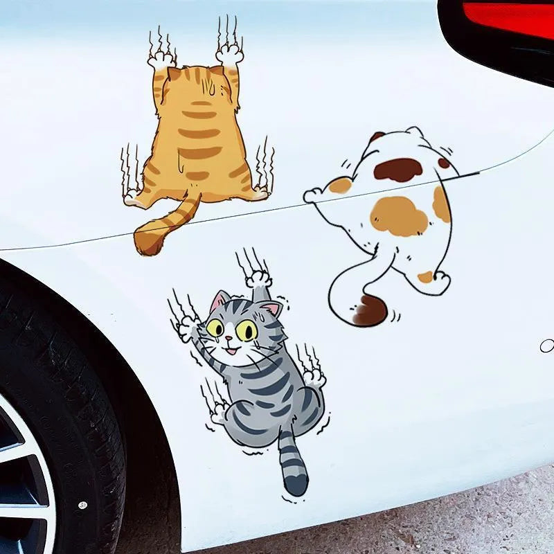 Cat cartoon car doctor blade cover sticker suit three-piece set in multiple sizes