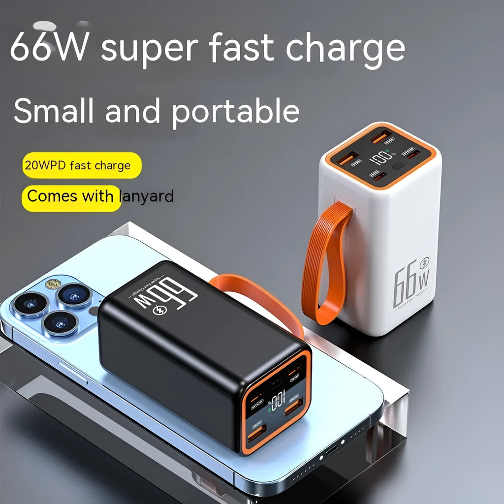 20000 mAh fast charge power bank in black and white colours