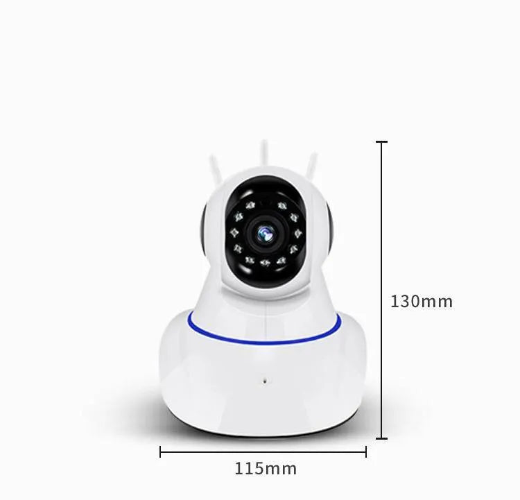White dome-style wireless network camera with a 3.6mm lens for HD indoor and outdoor security.