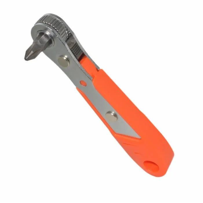 Mini 36-tooth ratchet screwdriver sleeve set with L bend dual-use spanner, 1/4 inch head, chrome vanadium steel, orange or black.