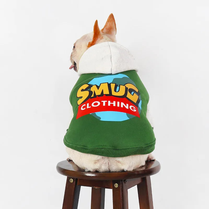 Green cotton dog clothing for autumn and winter in sizes L to 4XL