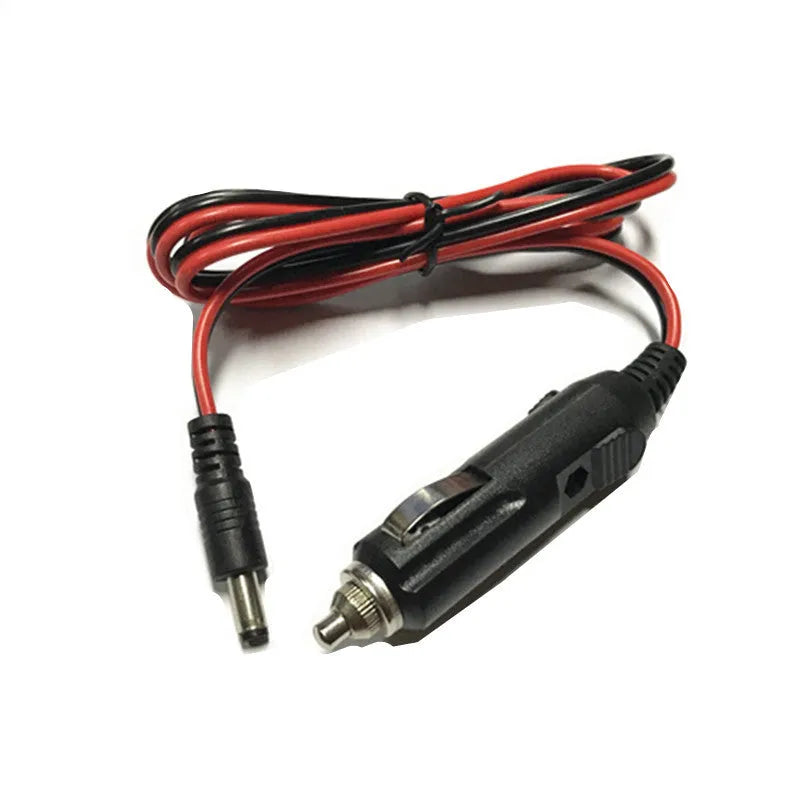 Black 12V car cigarette lighter charging cable with DC5.5mm plug and 1.2 metre cable