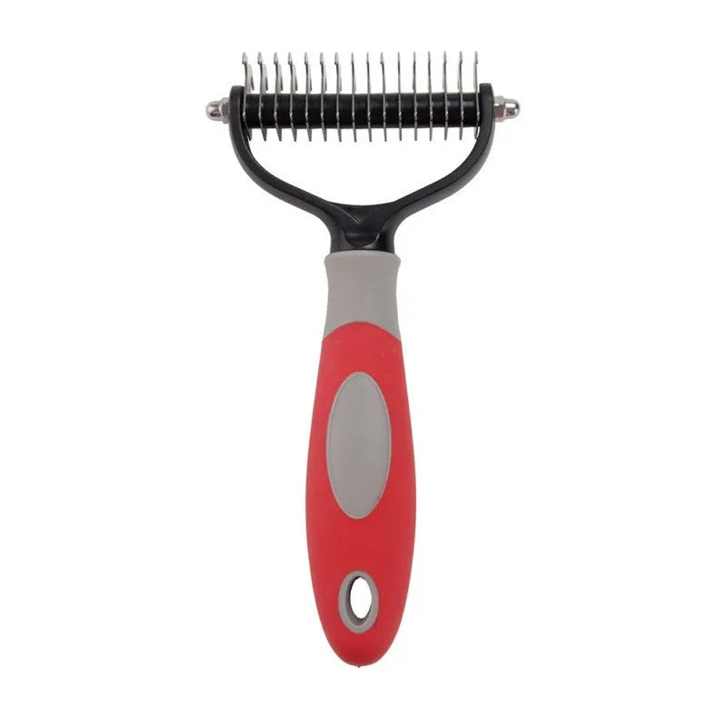 Pets dematting comb with stainless steel blades for dog and cat hair removal
