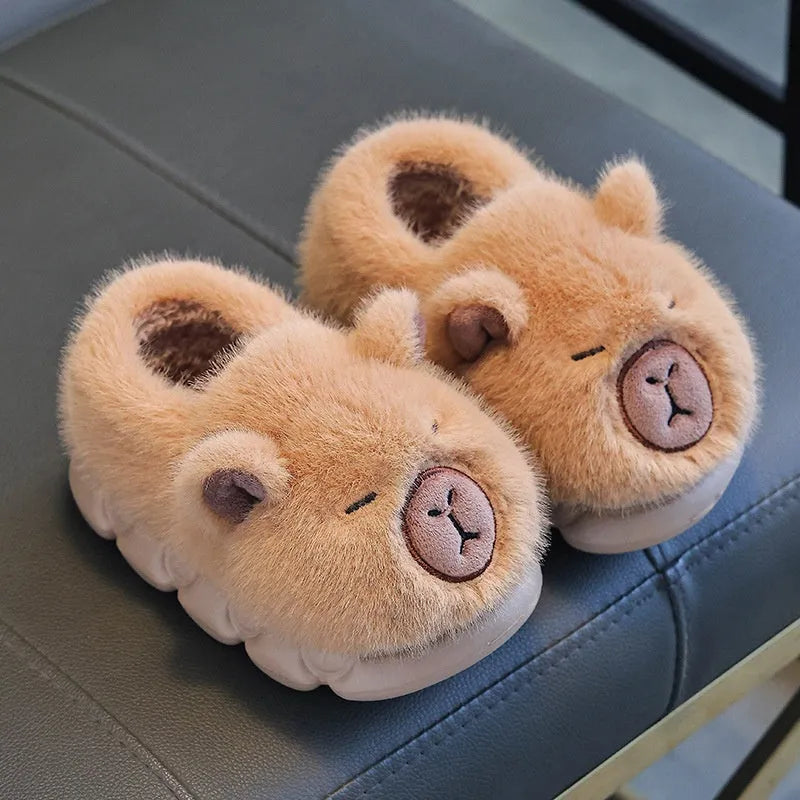 Kappabala winter children's cotton slippers with EVA sole in light coffee colour