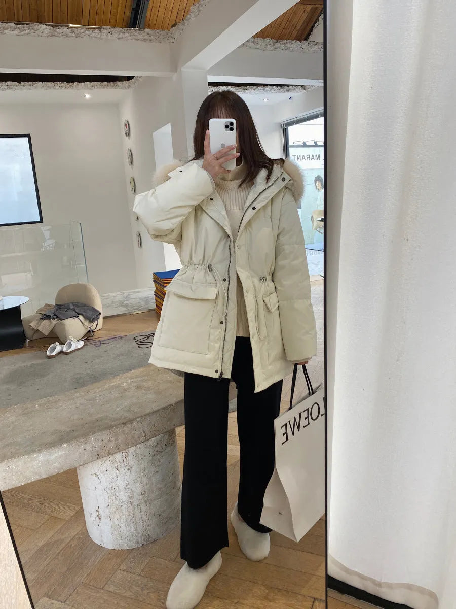 Women's thick knitted wide-leg trousers in high waist straight leg style for winter wear
