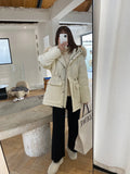 Women's thick knitted wide-leg trousers in high waist straight leg style for winter wear