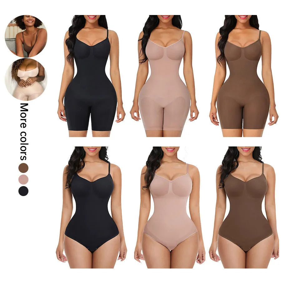 Plus size nylon one-piece shaping underwear in black with hip lifting and belly contracting function, adjustable fit
