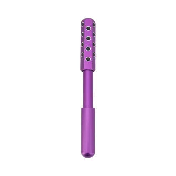Purple beauty massage roller with germanium particles, 193 mm long, for facial and eye contouring.