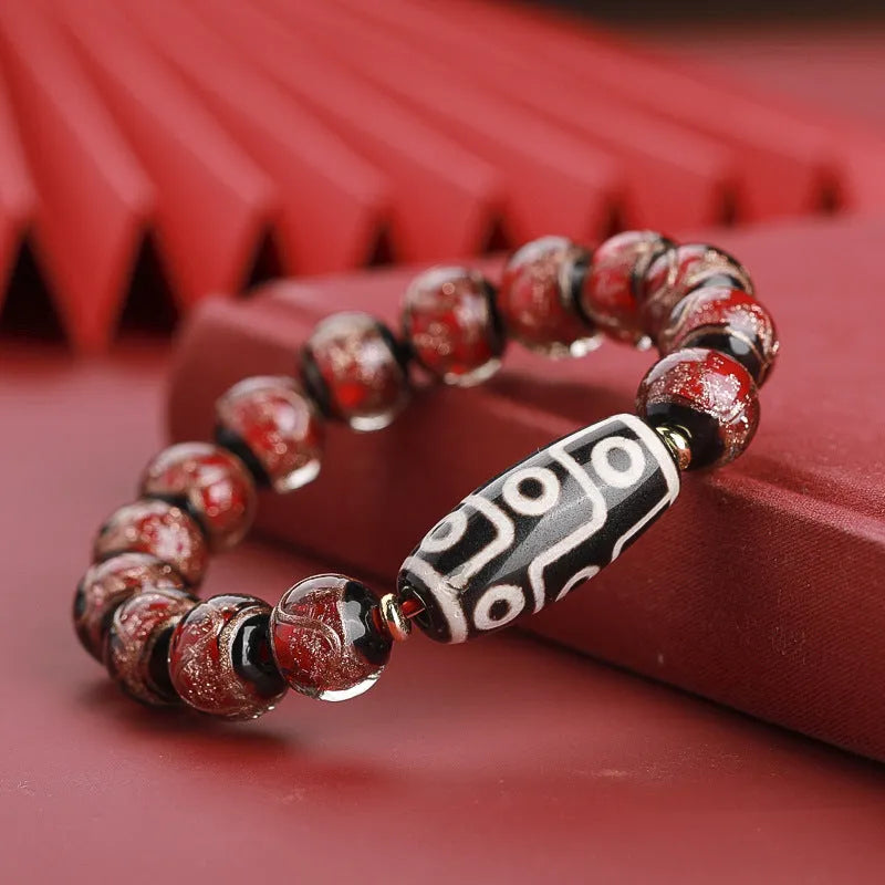 Chinese style coloured glaze bracelet with snake lucky beads in three size options