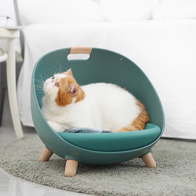 Plastic cat nest for small dogs in moss green colour, smooth surface and easy to clean