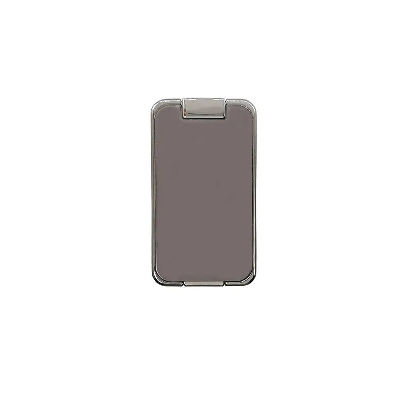Silver foldable mobile phone holder with magnetic bracket showing adjustable viewing angles