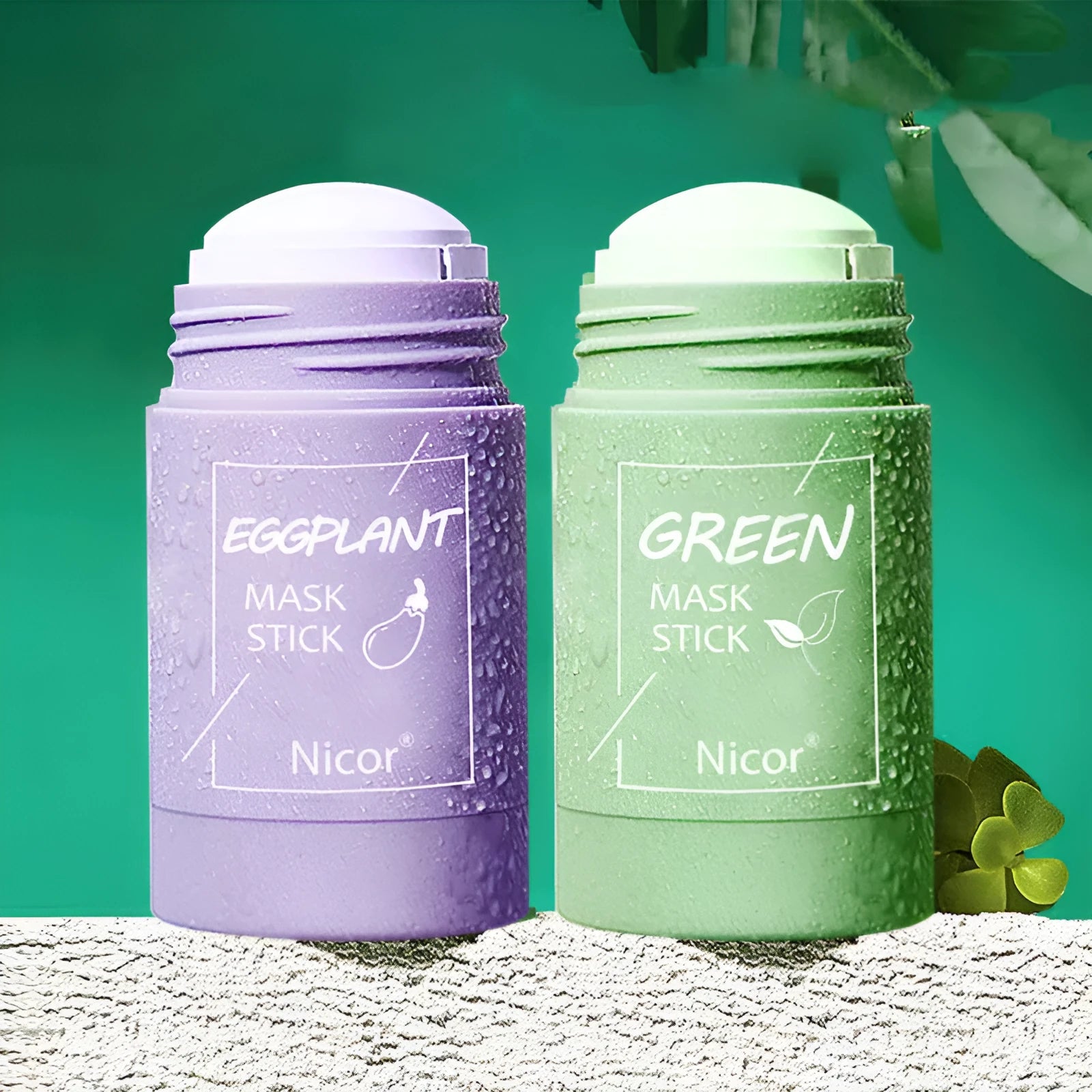 Green tea and eggplant solid clay mask stick for oil control and anti-acne skincare