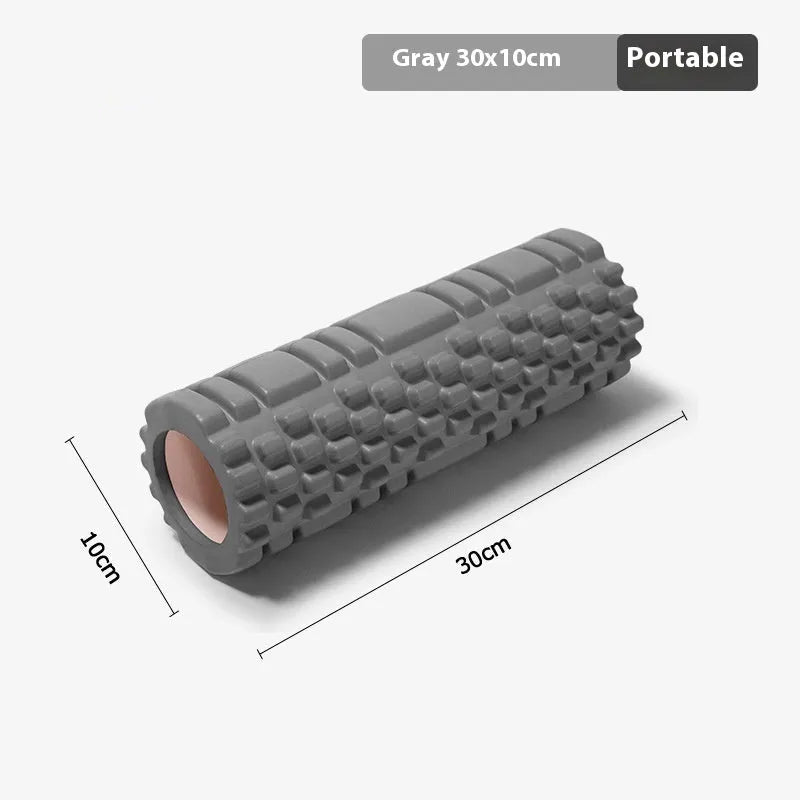 A firm EVA foam roller in a choice of colours like pink or black, shown in different sizes for fitness recovery.